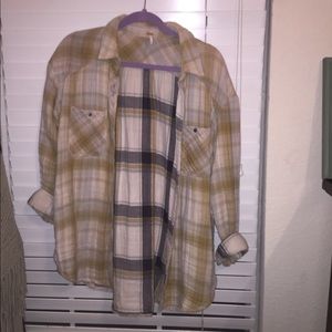 Free People double cloth plaid button down